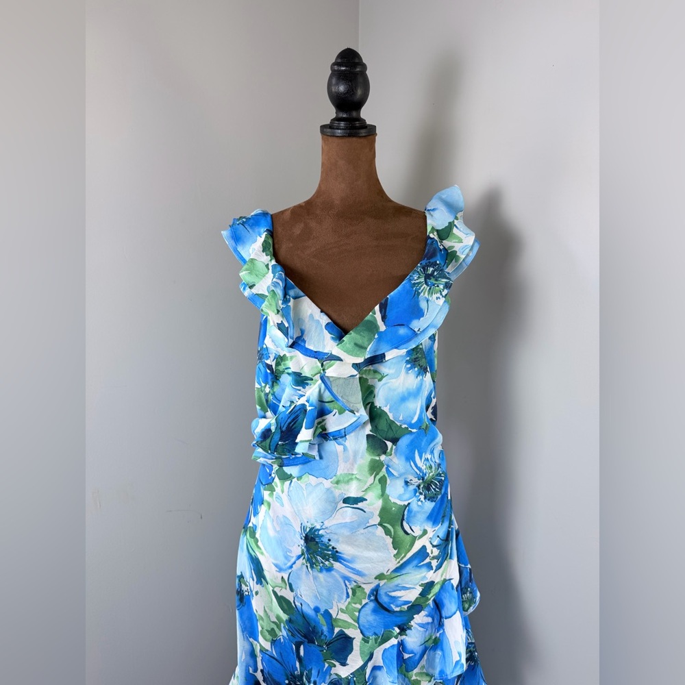 NWT Alex Marie Blue Floral High Low Dress - Picture 4 of 12